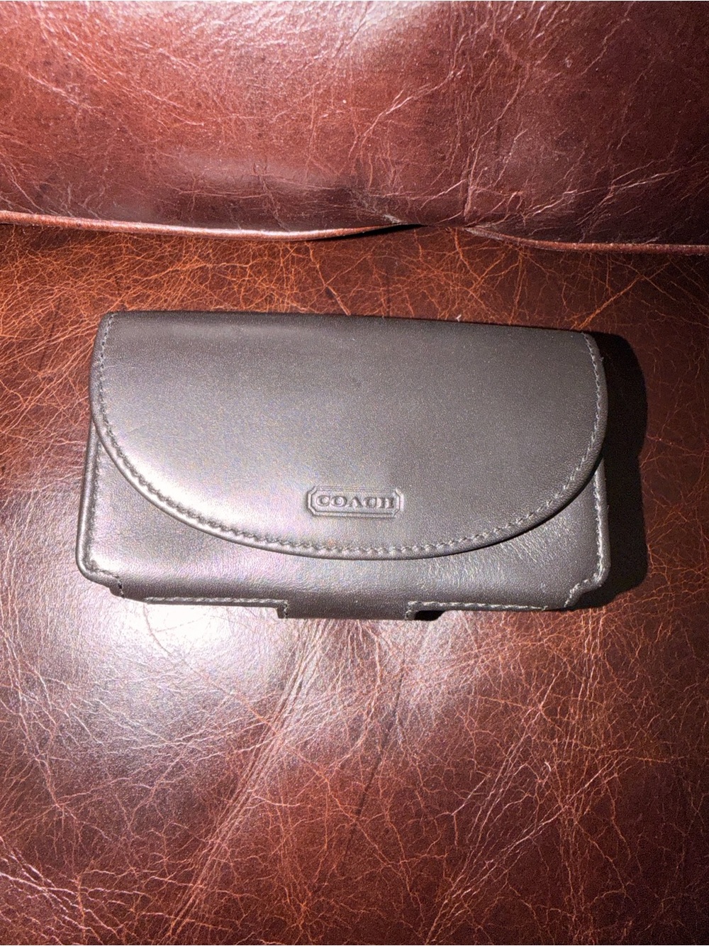 Vintage Coach Black Leather Flip Phone Wallet